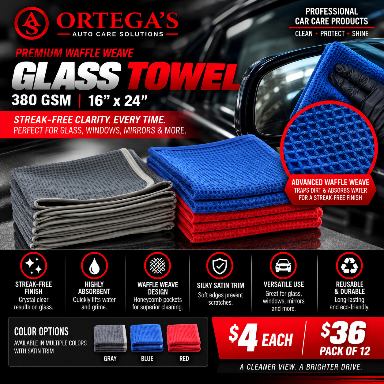 Waffle Weave Glass Towel