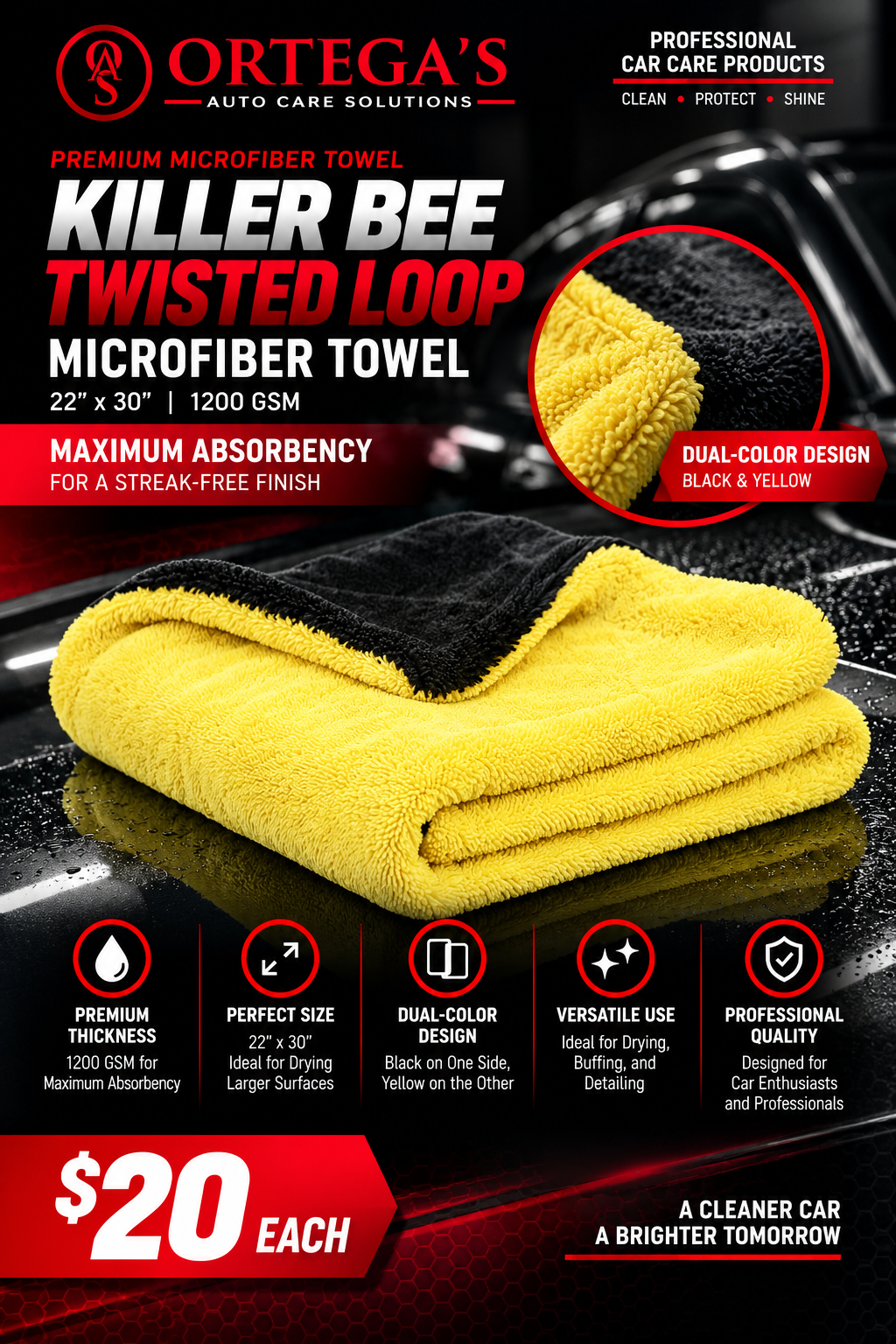 Killer Bee Twisted Loop Microfiber