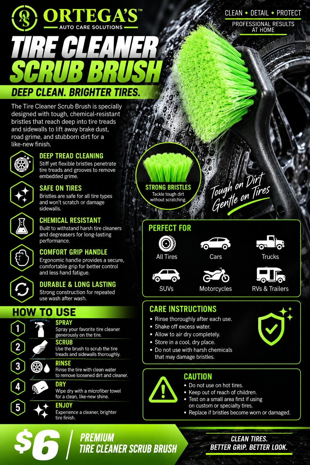 Tire Cleaner Scrub Brush