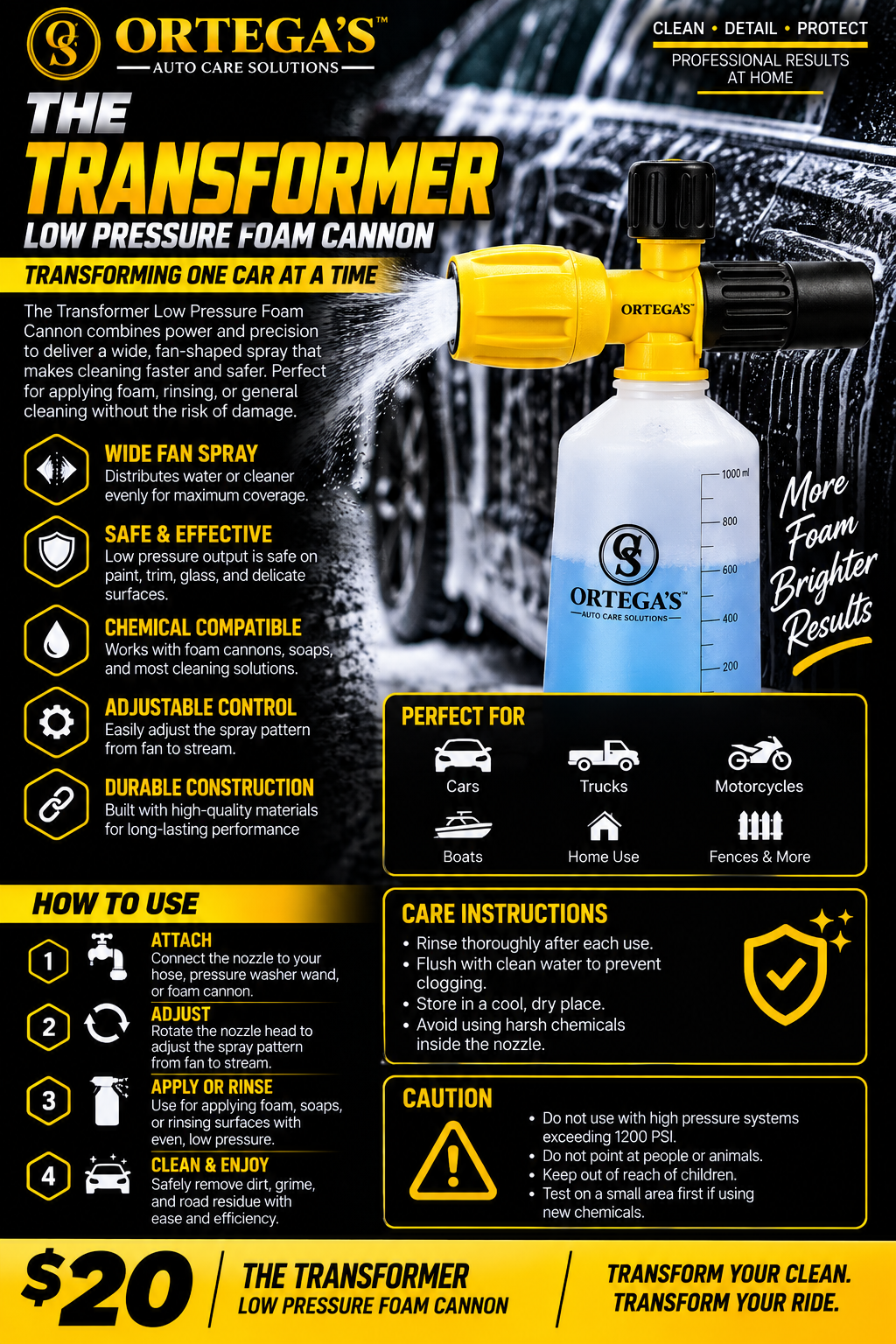 The Transformer Low Pressure Foam Cannon